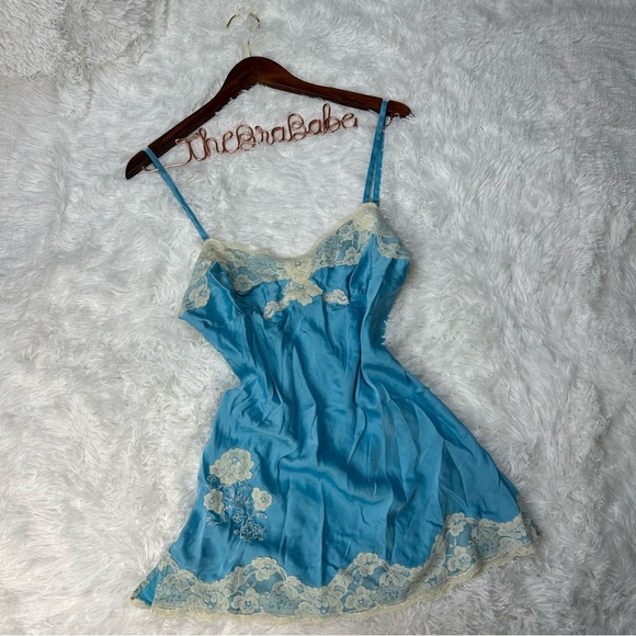 Express Other - Express Design Studio Silk Lace Trim Camisole Blue Women's Dress Small